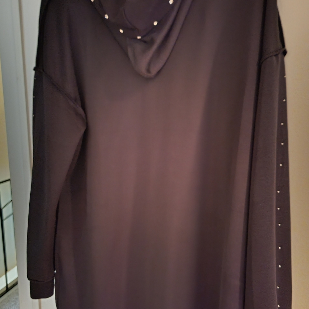 Black sweater dress with rhinestone on hood sleeve